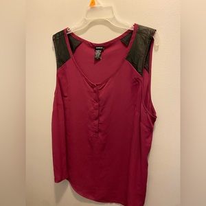 Torrid raspberry sleeveless top with faux leather accents